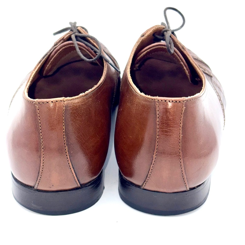 Bostonian Florentine Mens Brown Woven Leather Cap Toe Oxford Shoes Italy 10 M - Picture 5 of 9